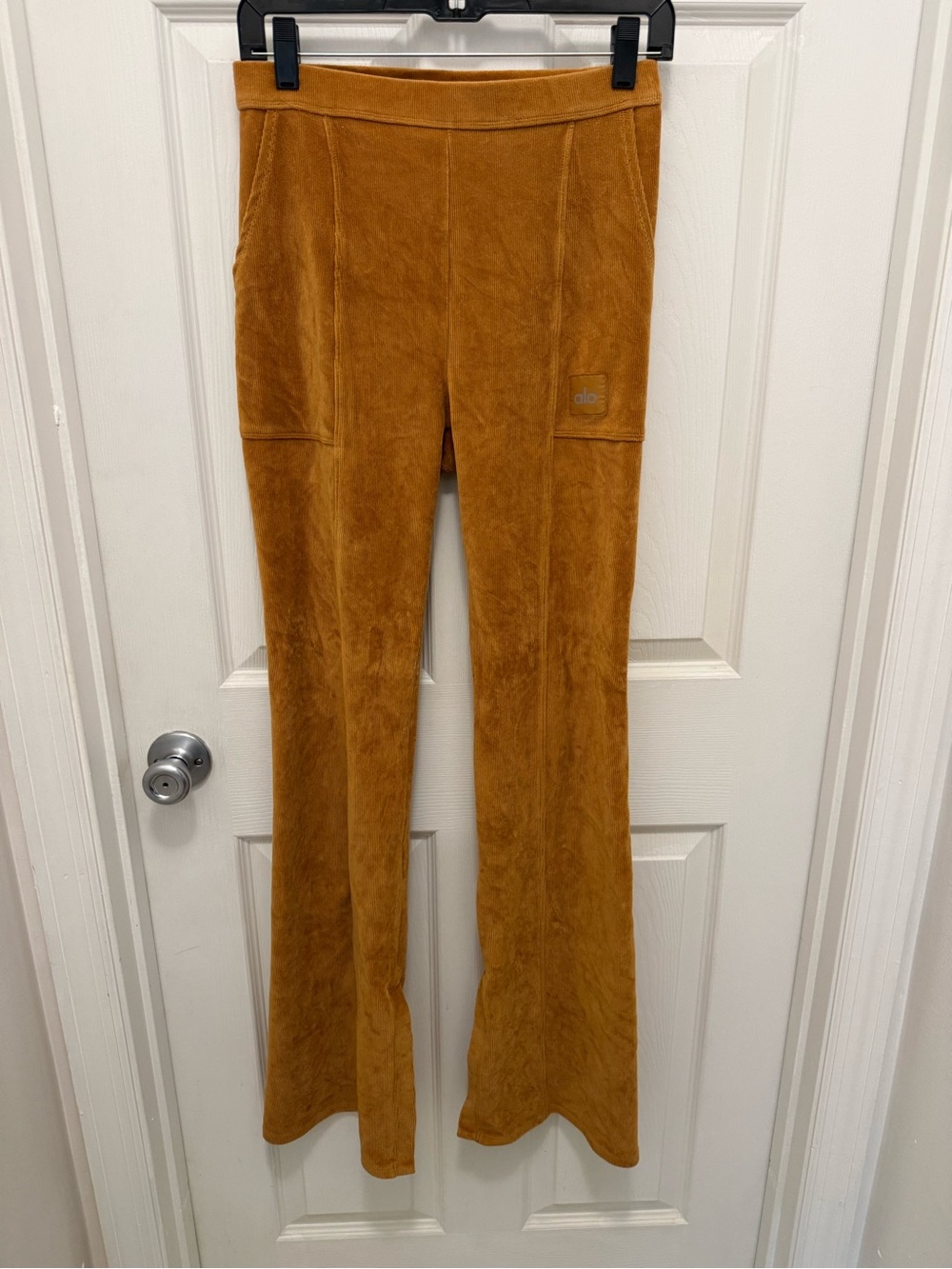 ALO Yoga Amber-Brown Velvet Flare Pants